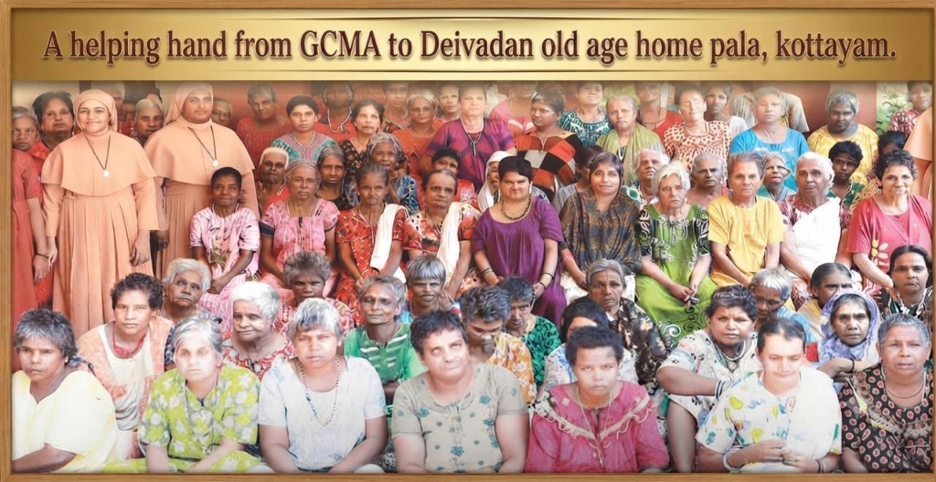 GCMA team with the sisters and elderly mothers of Deivadan Old Age Home, Pala